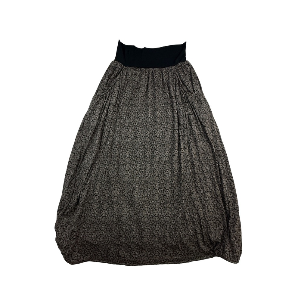 Garnet Hill Maxi Skirt Womens Medium Brown Geometric Print Cotton Modal Pockets